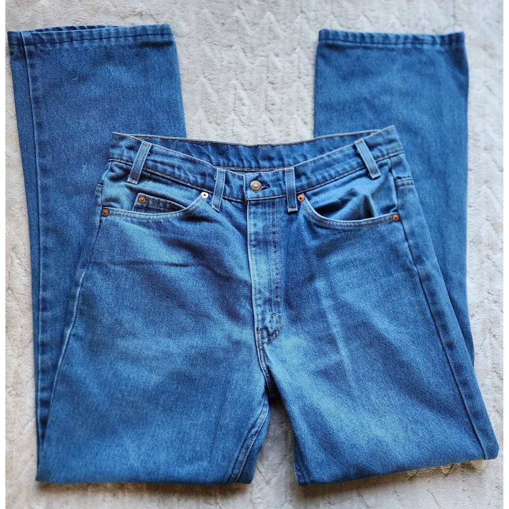Vintage Levis Orange Tab Jeans Medium Wash Straight Leg Cowboy 33x30 Made in USA
